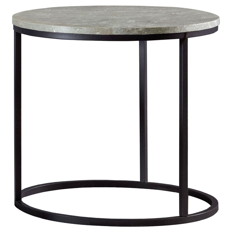 Lainey Faux Marble Round Top End Table Grey and Gunmetal - 5th Ave Furniture