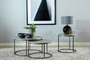 Lainey Faux Marble Round Top End Table Grey and Gunmetal - 5th Ave Furniture