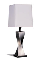 Keene Square Shade Table Lamps White and Antique Silver (Set of 2) - 5th Ave Furniture