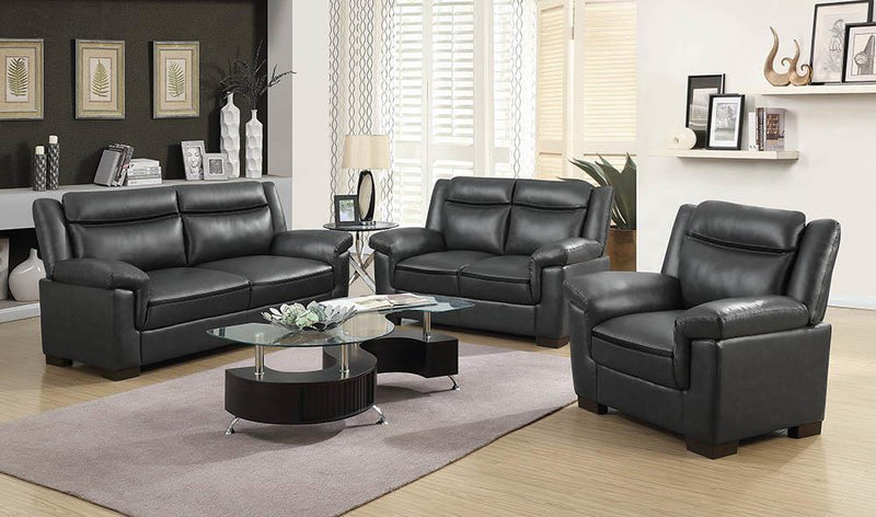 Arabella Upholstered Pillow Top Arm Living Room Set Grey - 5th Ave Furniture