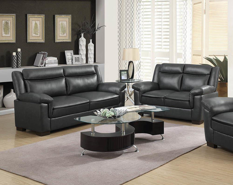 Arabella Upholstered Pillow Top Arm Living Room Set Grey - 5th Ave Furniture