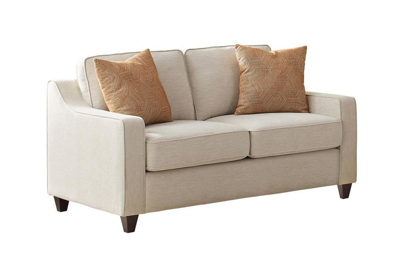 Christine Upholstered Cushion Back Loveseat Beige - 5th Ave Furniture