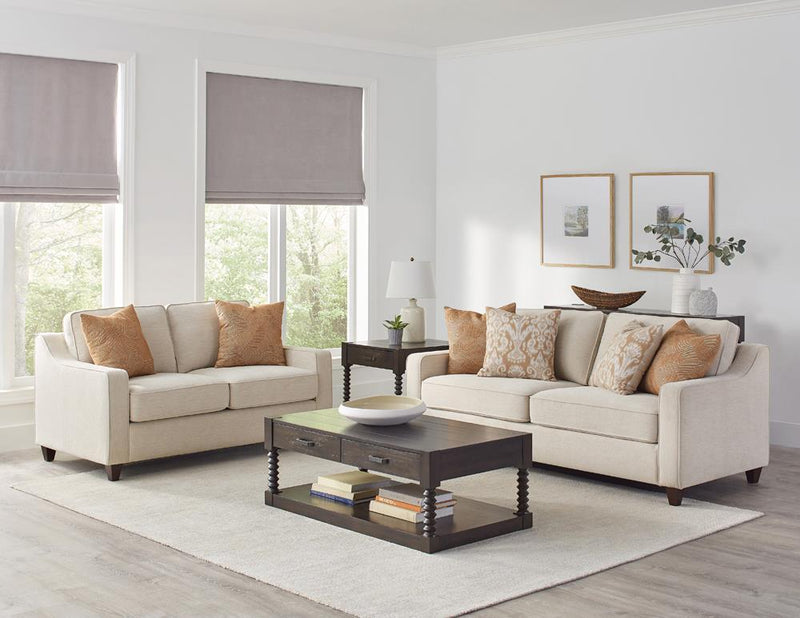 Christine Upholstered Cushion Back Sofa Beige - 5th Ave Furniture
