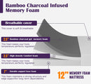 Nasturtium 12" Full Bamboo Charcoal Infused Memory Foam
