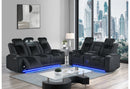U8000 BLACK PWR REC SOFA/PWR CONSOLE REC LOVESEAT W/PHR - 5th Ave Furniture
