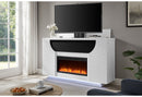 AVEENA WHITE 76" ENT UNIT WITH TV, LED, SPEAKERS, CRYSTAL AND POP-UP - 5th Ave Furniture