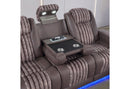 U8000 BROWN PWR REC SOFA/PWR CON REC LOVESEAT/PWR RECLINER W/PHR - 5th Ave Furniture