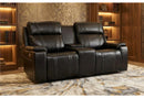 U8880 BLACK LEATHER POWER CONSOLE RECLINING LOVESEAT WITH COOLER - 5th Ave Furniture