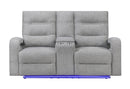 U6611 GREY 15 POWER CONSOLE RECLINING LOVESEAT WITH LED - 5th Ave Furniture