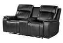 U8880 BLACK LEATHER POWER CONSOLE RECLINING LOVESEAT WITH COOLER - 5th Ave Furniture