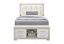 EMMA NATURAL/WHITE FULL BED WITH LED AND USB - 5th Ave Furniture