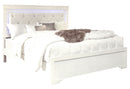 POMPEI METALLIC WHITE QUEEN BED WITH LED - 5th Ave Furniture