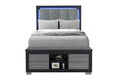 EMMA BLACK/GREY FULL BED WITH LED AND USB