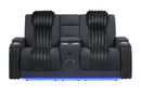 U8000 BLACK PWR CONSOLE REC LOVESEAT W/PHR, LED AND SPEAKER - 5th Ave Furniture