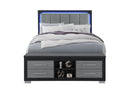 EMMA BLACK/GREY QUEEN BED WITH LED AND USB - 5th Ave Furniture
