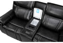 U8880 BLACK LEATHER POWER CONSOLE RECLINING LOVESEAT WITH COOLER - 5th Ave Furniture
