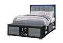 EMMA BLACK/GREY QUEEN BED WITH LED AND USB - 5th Ave Furniture