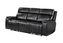 U8880 BLACK LEATHER POWER RECLINING SOFA - 5th Ave Furniture