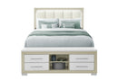 EMMA NATURAL/WHITE QUEEN BED WITH LED AND USB - 5th Ave Furniture