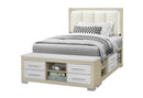 EMMA NATURAL/WHITE FULL BED WITH LED AND USB - 5th Ave Furniture