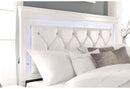 POMPEI METALLIC WHITE QUEEN BED, DRESSER, MIRROR AND 2 NIGHTSTANDS - 5th Ave Furniture