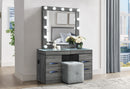 LEXI GREY VANITY SET WITH STOOL - 5th Ave Furniture