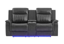 U8879 CHARCOAL PWR REC SOFA/PWR CON REC LOVESEAT/PWR REC W/LED & GL SS - 5th Ave Furniture