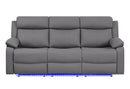 U6026 GREY PU 46A RECLINING SOFA WITH LED - 5th Ave Furniture