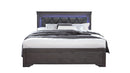POMPEI METALLIC GREY KING BED WITH LED - 5th Ave Furniture