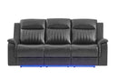 U8879 CHARCOAL PWR REC SOFA/PWR CON REC LOVESEAT/PWR REC W/LED & GL SS - 5th Ave Furniture