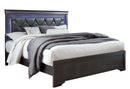 POMPEI METALLIC GREY KING BED WITH LED - 5th Ave Furniture