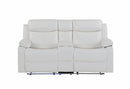 U6026 BLANCHE WHITE CONSOLE RECLINING LOVESEAT WITH LED AND SPEAKER - 5th Ave Furniture
