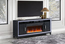 LILY DARK GREY ENT UNIT 72 INCH W/ LED, SPEAKERS, CRYSTAL INSERTS - 5th Ave Furniture