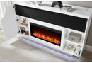 AVEENA WHITE 76" ENT UNIT WITH TV, LED, SPEAKERS, CRYSTAL AND POP-UP - 5th Ave Furniture