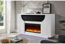 AVEENA WHITE 76" ENT UNIT WITH TV, LED, SPEAKERS, CRYSTAL AND POP-UP - 5th Ave Furniture