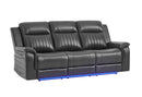 U8879 BLANCHE CHARCOAL PWR REC SOFA W/LED & GLOBAL SURROUND SYSTEM - 5th Ave Furniture