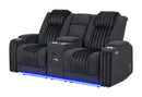 U8000 BLACK PWR CONSOLE REC LOVESEAT W/PHR, LED AND SPEAKER - 5th Ave Furniture