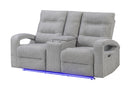 U6611 GREY 15 POWER CONSOLE RECLINING LOVESEAT WITH LED - 5th Ave Furniture