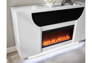 AVEENA WHITE 76" ENT UNIT WITH TV, LED, SPEAKERS, CRYSTAL AND POP-UP - 5th Ave Furniture