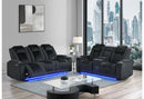 U8000 BLACK PWR REC SOFA/PWR CONSOLE REC LOVESEAT W/PHR - 5th Ave Furniture