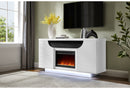 AILEEN WHITE 66" ENT UNIT W/LED, SPEAKERS, CRYSTAL AND POP-UP DOORS - 5th Ave Furniture