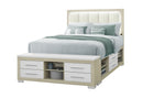 EMMA NATURAL/WHITE QUEEN BED WITH LED AND USB - 5th Ave Furniture