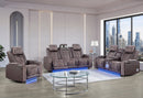 U8000 BROWN PWR REC SOFA/PWR CON REC LOVESEAT/PWR RECLINER W/PHR - 5th Ave Furniture
