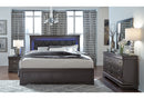 POMPEI METALLIC GREY KING BED WITH LED - 5th Ave Furniture