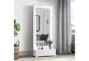 ELLA WHITE NARROW TALL MIRROR WITH LED AND SPEAKER - 5th Ave Furniture