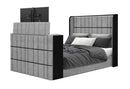 ISABELLA GREY QUEEN BED W/LED, TV LIFT, SPEAKER AND FIREPLACE - 5th Ave Furniture