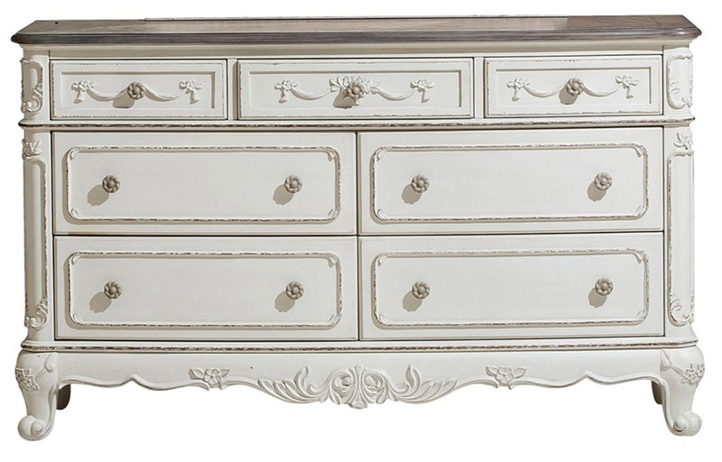 Homelegance Cinderella 7 Drawer Dresser in Antique White with Grey Rub-Through 1386NW-5 image