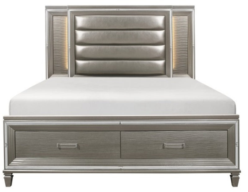 Homelegance Tamsin King Upholstered Storage Bed in Silver Grey Metallic 1616K-1EK* image