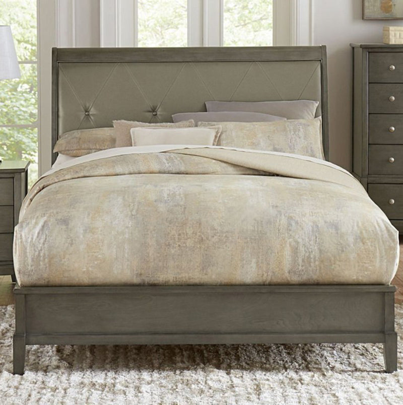Homelegance Cotterill King Upholstered Sleigh Bed in Gray 1730KGY-1EK image