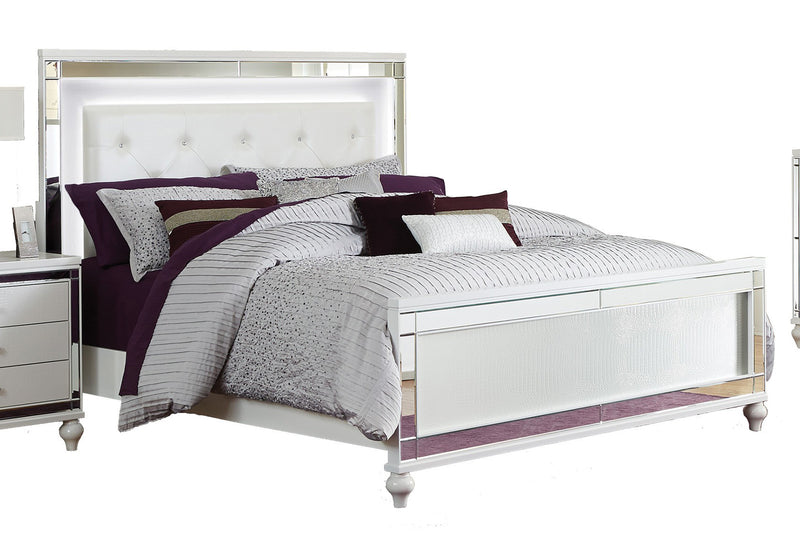 Homelegance Alonza King LED Panel Bed in White 1845KLED-1EK image